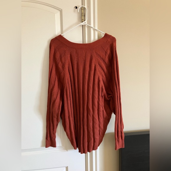 UO Red/Brown Ribbed Cardigan, M - Picture 2 of 4